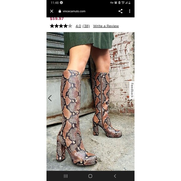 Vince Camuto Jestinal python print Leather Platform Boot 6.5M New - Picture 6 of 8